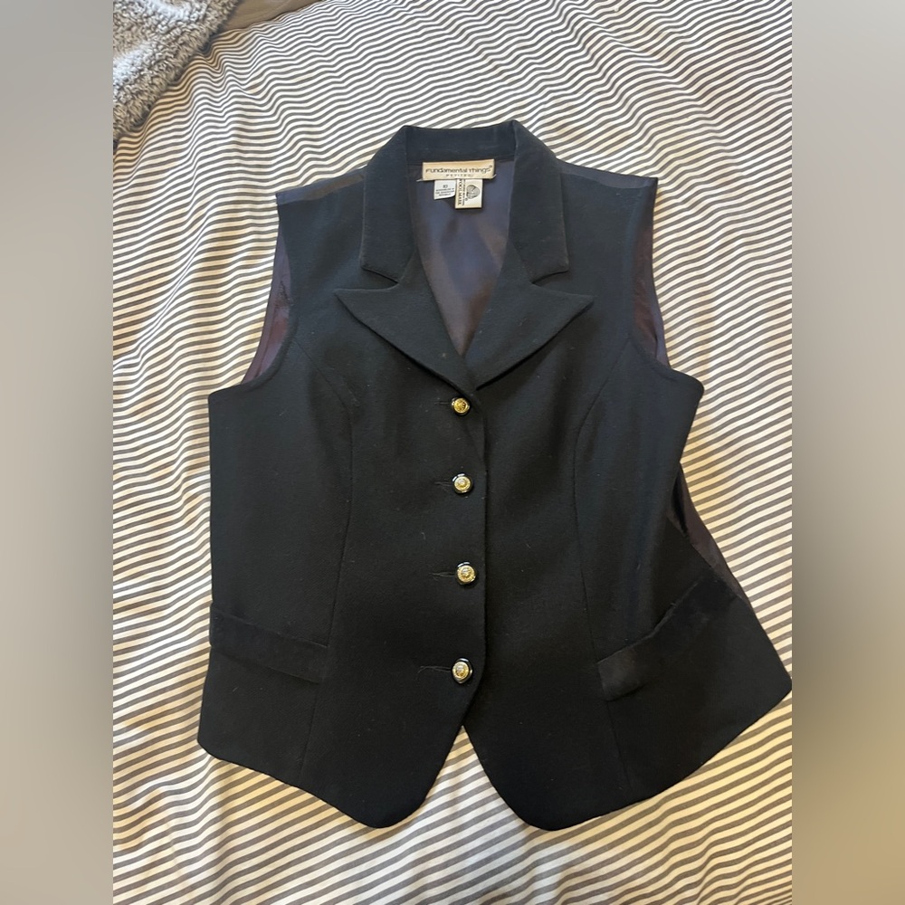 Vintage black wool vest with beautiful button detail